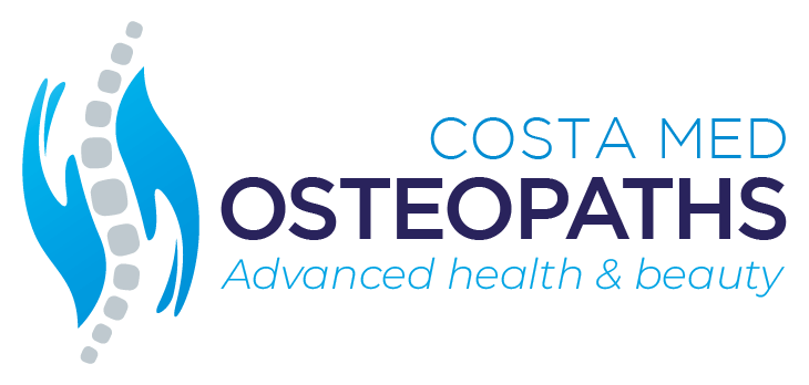 Costa Med Osteopaths logo with stylised spine and hands