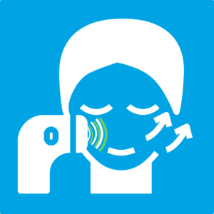 Icon of a person receiving a non-surgical HIFU facial treatment