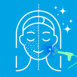 Facial treatment icon showing improved skin texture with radiofrequency therapy.