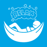 Relaxation icon showing a person resting in a hammock.