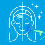Radiofrequency facial illustration showing skin rejuvenation and wrinkle reduction.