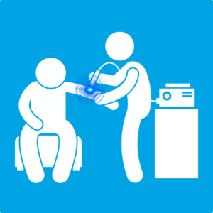 Illustration of TECAR + IONS therapy applied to a patient’s arm.