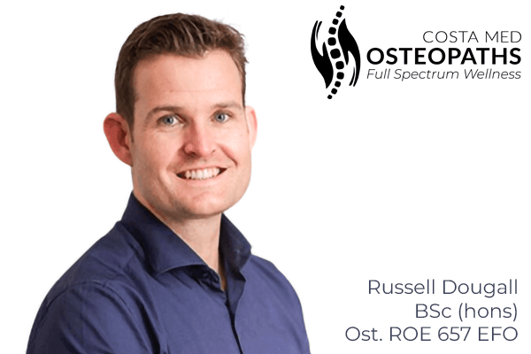 Portrait of Russell Dougall (BSc Hons), English, Spanish, French and German-speaking osteopath