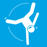 Stylised icon of a person in dynamic motion, representing physical performance