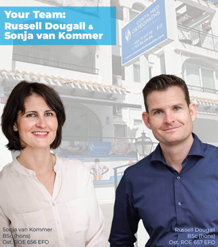 Russell Dougall and Sonja van Kommer, osteopaths at Costa Med Osteopaths
