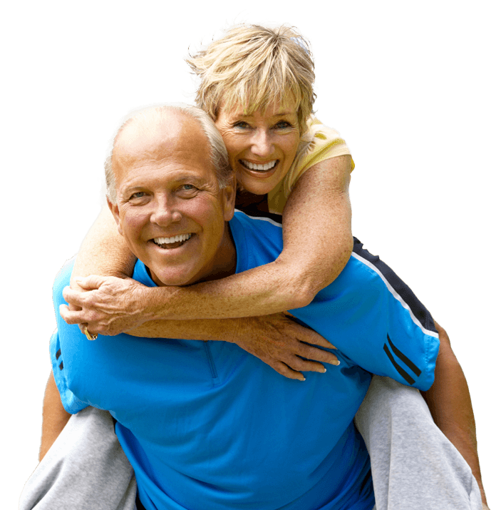 Happy active senior couple enjoying pain-free movement after osteopathic treatment at Costa Med