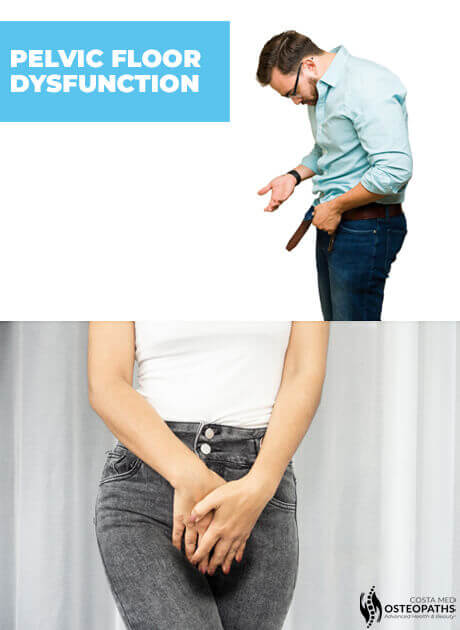 Image of people indicating discomfort related to pelvic floor dysfunction