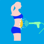 Illustration of non-surgical radiofrequency belly fat reduction targeting abdominal fat cells
